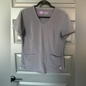 Urbane Women's Short Sleeve V-Neck Scrub Top in Gray